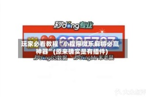 玩家必看教程“小程序微乐麻将必赢神器”(原来确实是有插件)