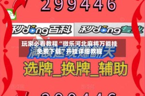 玩家必看教程“微乐河北麻将万能挂免费下载”开挂详细教程