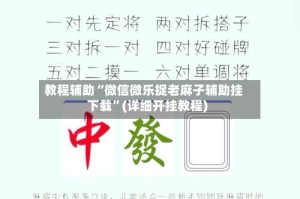 教程辅助“微信微乐捉老麻子辅助挂下载”(详细开挂教程)