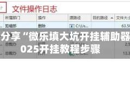 软件分享“微乐填大坑开挂辅助器”2025开挂教程步骤