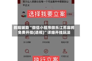 教程辅助“微信小程序微乐江苏麻将免费开挂(透视)”详细开挂玩法