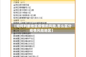 【如何判断地区疫情的风险,怎么区分疫情风险地区】