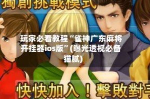 玩家必看教程“雀神广东麻将开挂器ios版”(曝光透视必备猫腻)