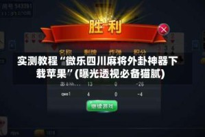 实测教程“微乐四川麻将外卦神器下载苹果”(曝光透视必备猫腻)