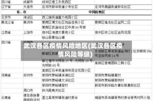 武汉各区疫情风险地区(武汉各区疫情风险等级)