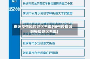 徐州疫情风险地区名单(徐州疫情风险等级地区名单)