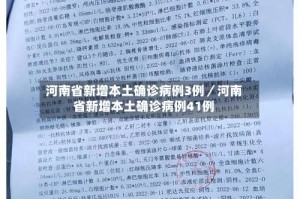 河南省新增本土确诊病例3例／河南省新增本土确诊病例41例