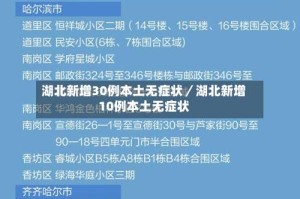 湖北新增30例本土无症状／湖北新增10例本土无症状