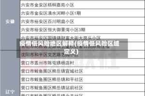 疫情低风险地区解释(疫情低风险区域定义)