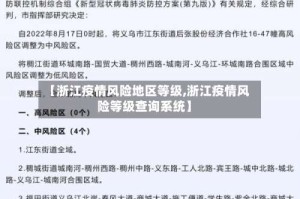 【浙江疫情风险地区等级,浙江疫情风险等级查询系统】