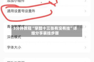 3分钟教程“掌酷十三张有没有挂”详细分享装挂步骤