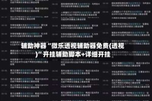 辅助神器“微乐透视辅助器免费(透视)”开挂辅助脚本+详细开挂