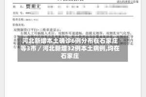 河北新增本土确诊6例分布在石家庄等3市／河北新增32例本土病例,均在石家庄