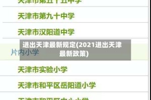 进出天津最新规定(2021进出天津最新政策)