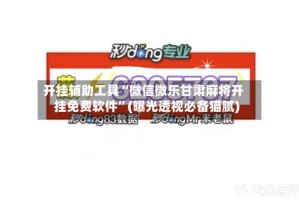 开挂辅助工具“微信微乐甘肃麻将开挂免费软件”(曝光透视必备猫腻)