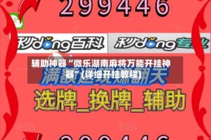 辅助神器“微乐湖南麻将万能开挂神器”(详细开挂教程)
