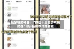 玩家辅助神器：“微信十三张游戏辅助器”附开挂脚本详细教程