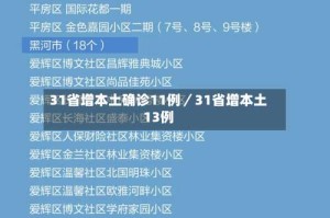 31省增本土确诊11例／31省增本土13例