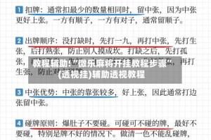 教程辅助!“微乐麻将开挂教程步骤”(透视挂)辅助透视教程