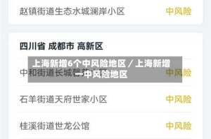 上海新增6个中风险地区／上海新增一中风险地区