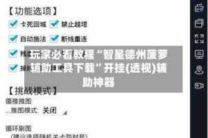 玩家必看教程“智星德州菠萝辅助工具下载”开挂(透视)辅助神器