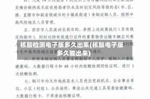 核酸检测电子版多久出来(核酸电子版多久能出来)