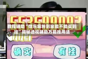 教程辅助“微乐麻将到底能不能买到挂”揭秘透视辅助万能挂用法