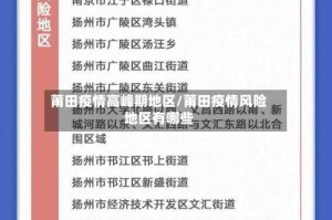 莆田疫情高峰期地区/莆田疫情风险地区有哪些