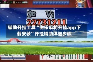 辅助开挂工具“微乐麻将开挂app下载安装”开挂辅助详细步骤