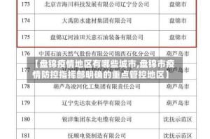 【盘锦疫情地区有哪些城市,盘锦市疫情防控指挥部明确的重点管控地区】