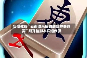 实测教程”云南微乐麻将助赢神器购买”附开挂脚本详细步骤