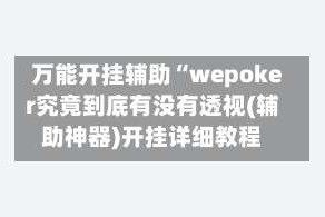 万能开挂辅助“wepoker究竟到底有没有透视(辅助神器)开挂详细教程