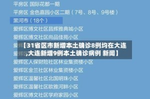 【31省区市新增本土确诊8例均在大连,大连新增9例本土确诊病例 新闻】
