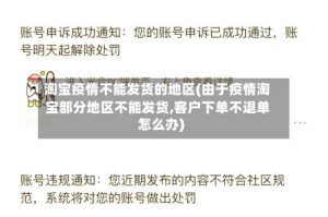 淘宝疫情不能发货的地区(由于疫情淘宝部分地区不能发货,客户下单不退单怎么办)
