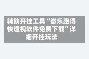 辅助开挂工具“微乐跑得快透视软件免费下载”详细开挂玩法