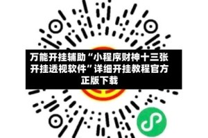 万能开挂辅助“小程序财神十三张开挂透视软件”详细开挂教程官方正版下载