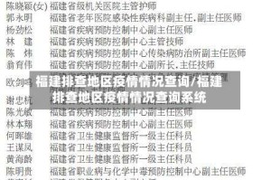 福建排查地区疫情情况查询/福建排查地区疫情情况查询系统