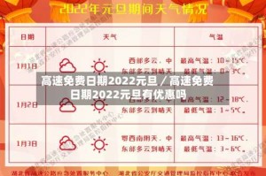 高速免费日期2022元旦／高速免费日期2022元旦有优惠吗