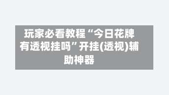 玩家必看教程“今日花牌有透视挂吗”开挂(透视)辅助神器-第2张图片