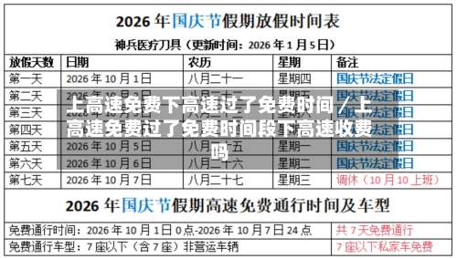上高速免费下高速过了免费时间／上高速免费过了免费时间段下高速收费吗-第2张图片
