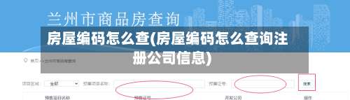房屋编码怎么查(房屋编码怎么查询注册公司信息)-第3张图片
