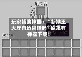 玩家辅助神器：“新猴王大厅有透视挂吗”原来有神器下载！-第1张图片