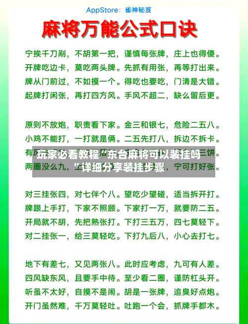 玩家必看教程“东台麻将可以装挂吗”详细分享装挂步骤-第2张图片