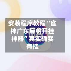 安装程序教程“雀神广东麻将开挂神器”其实确实有挂-第3张图片