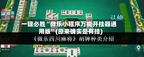 一键必胜“微乐小程序万能开挂器通用版”(原来确实是有挂)-第3张图片