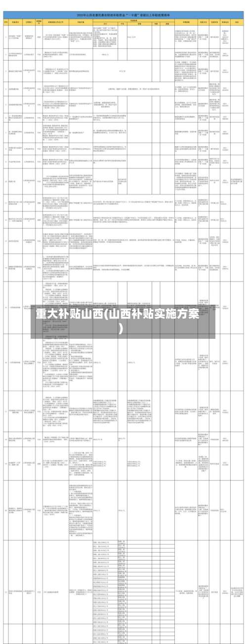 重大补贴山西(山西补贴实施方案)-第1张图片