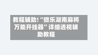 教程辅助!“微乐湖南麻将万能开挂器”详细透视辅助教程-第1张图片