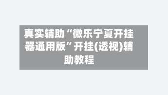 真实辅助“微乐宁夏开挂器通用版	”开挂(透视)辅助教程-第2张图片