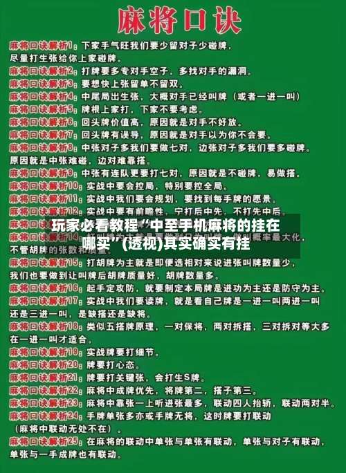 玩家必看教程“中至手机麻将的挂在哪买”(透视)其实确实有挂-第1张图片
