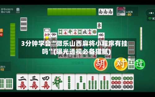 3分钟学会“微乐山西麻将小程序有挂吗	”(曝光透视必备猫腻)-第2张图片